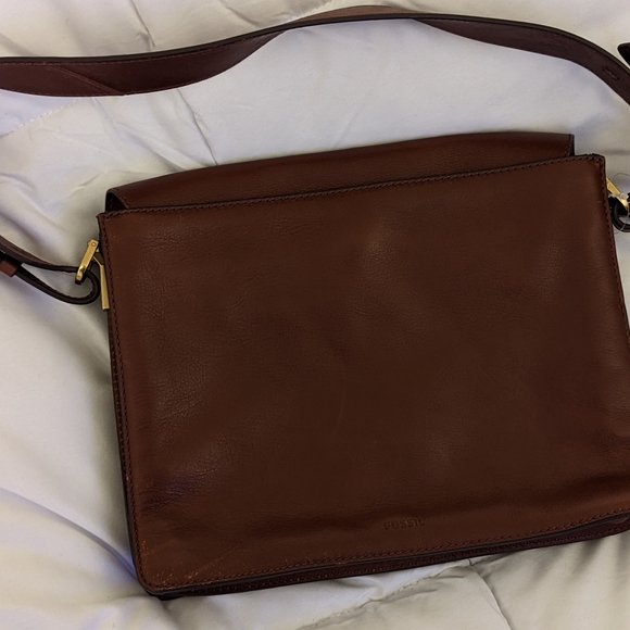 Fossil rare design brown leather shoulder bag - Picture 6 of 8